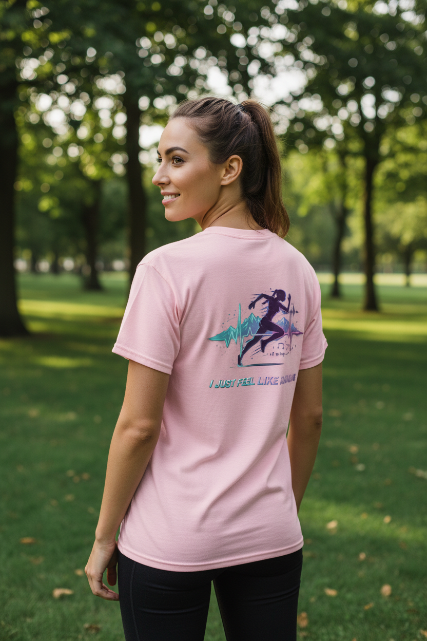 Women's "I Just Feel Like Running - Rhythm" DryBlend® T-Shirt